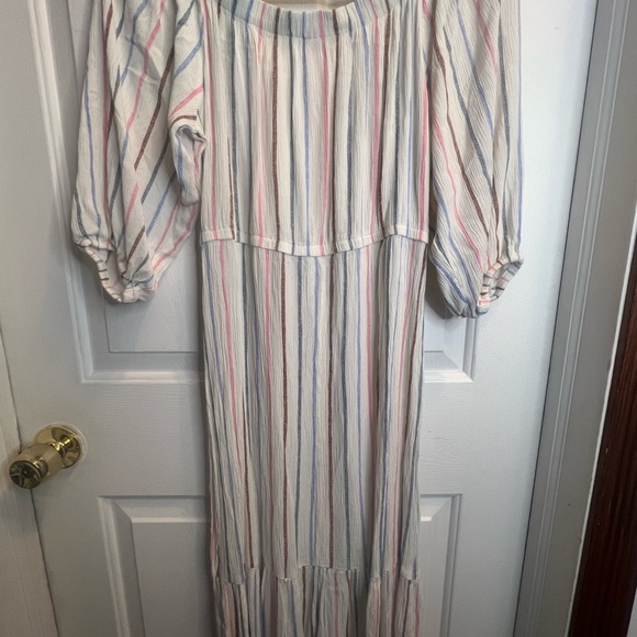 White and Pink Puff Sleeve Sundress - Picture 3 of 4